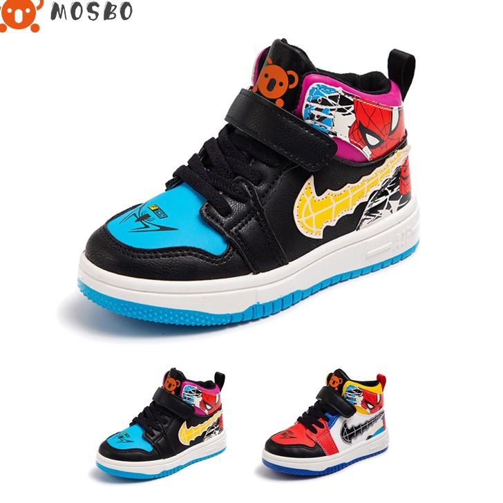KODE 77 MOSBO Sepatu Anak Cowok Spiderman Sepatu Boot Anak Cowok Cewek Sepatu Boots Kulit Spiderman 