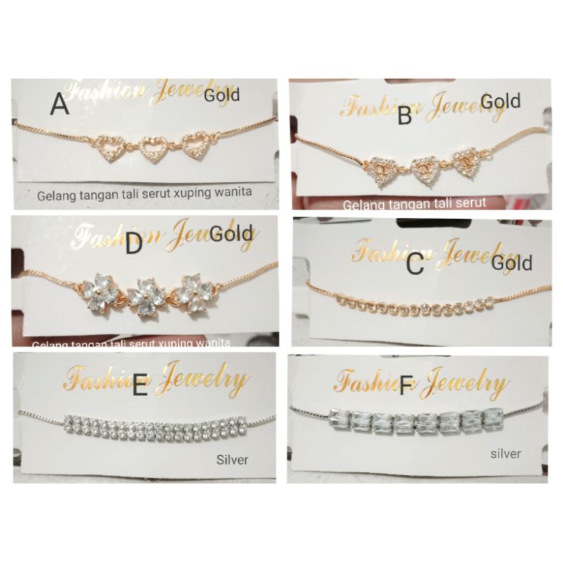 RYsf017. Gelang tangan tali serut xuping wanita berlapis emas dgn mata zircon