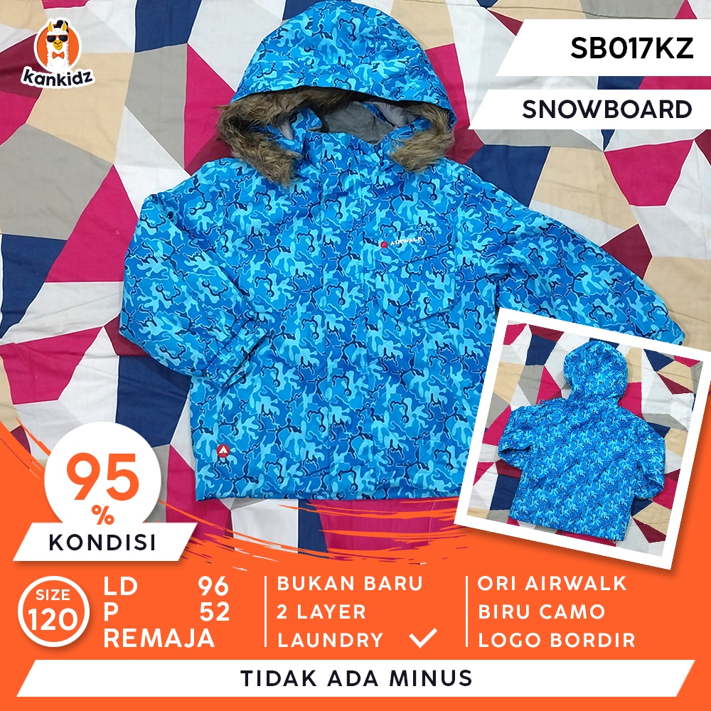 SIAP PAKAI | Jaket Anak Snowboard Airwalk | Biru Camo Size 120