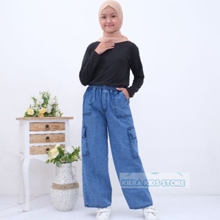 CELANA KULOT JEANS CARGO ANAK USIAH 4-16 TAHUN / KULOT CARGO ANAK PEREMPUAN / KULOT JEANS ANAK TANGG