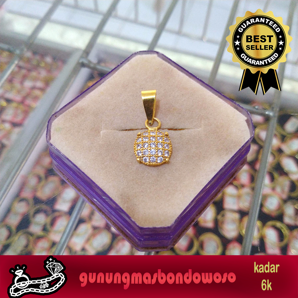 liontin permata putih emas asli kadar 300% 6k berat 0.900gram