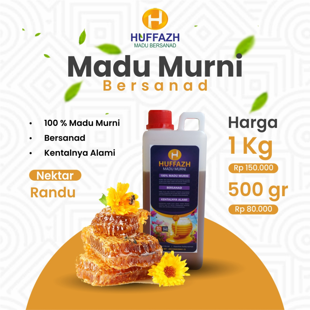 

Madu Murni HUFFAZH Asli Alami Bersanad 500 gr Randu