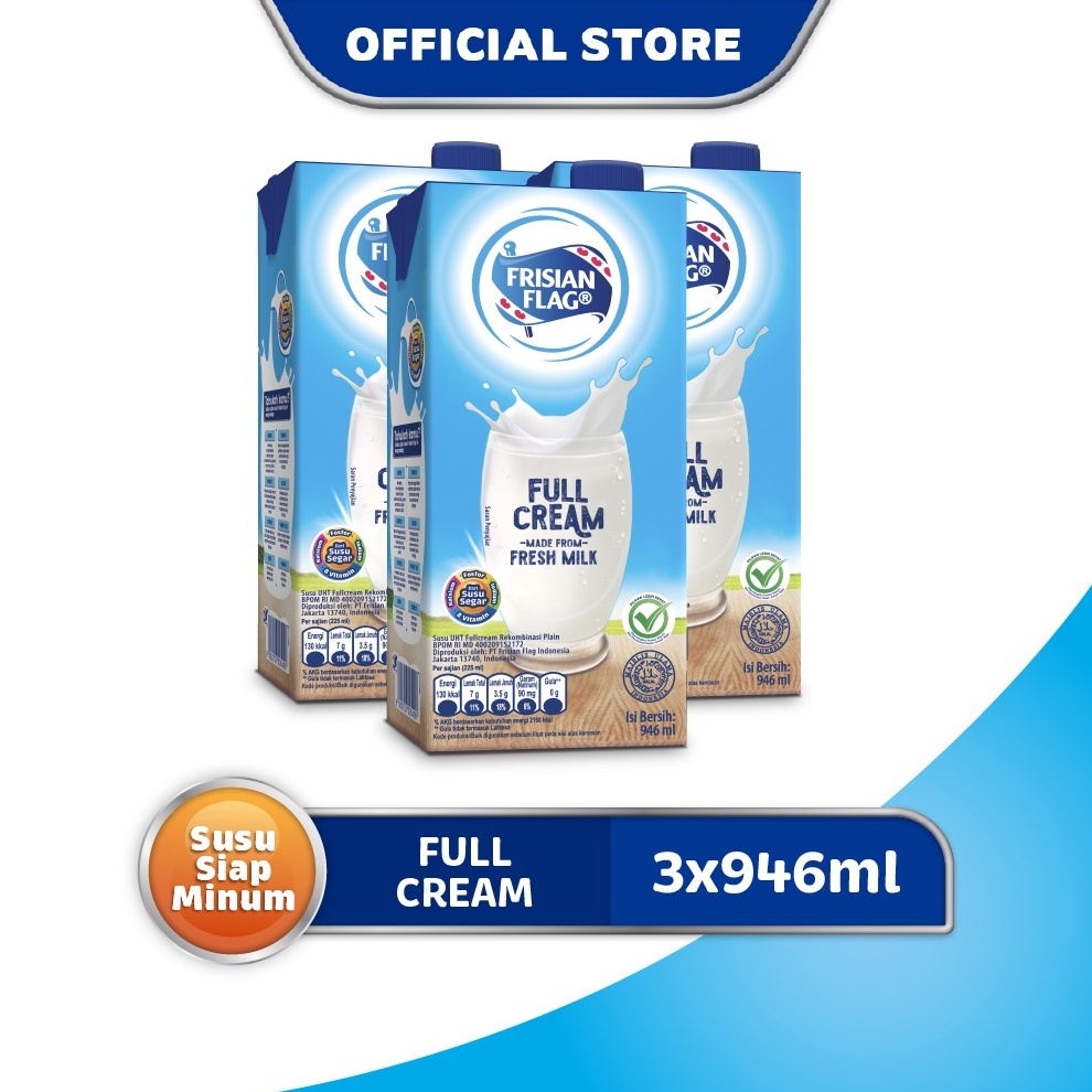 

1212 HARGA GROSIR Frisian Flag Family UHT Full Cream 946 ml x 3 pcs murah
