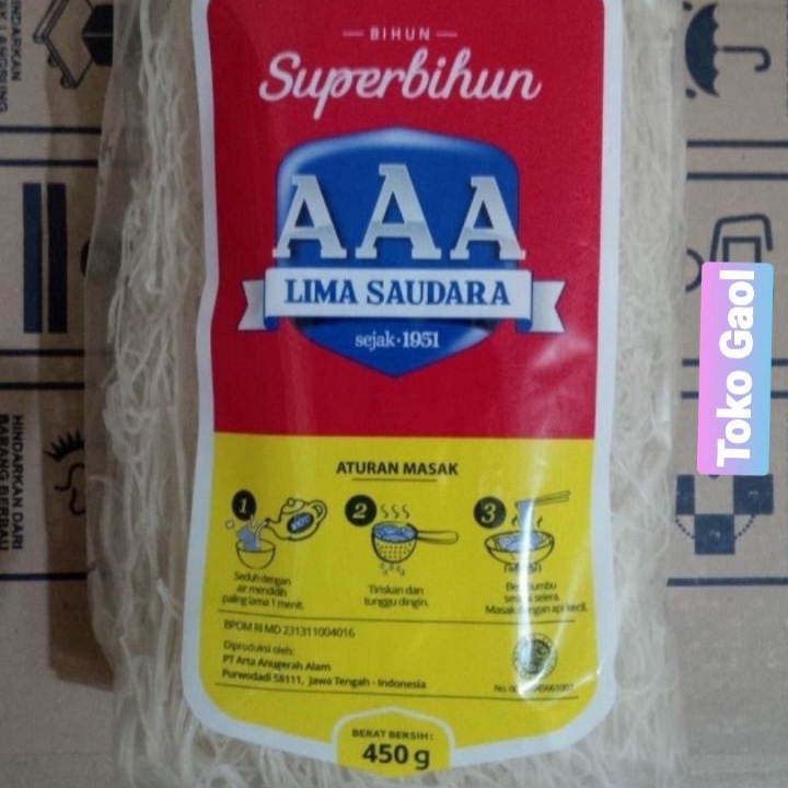 

TERBARU Super Bihun Cap AAA Lima Saudara 45 Gram