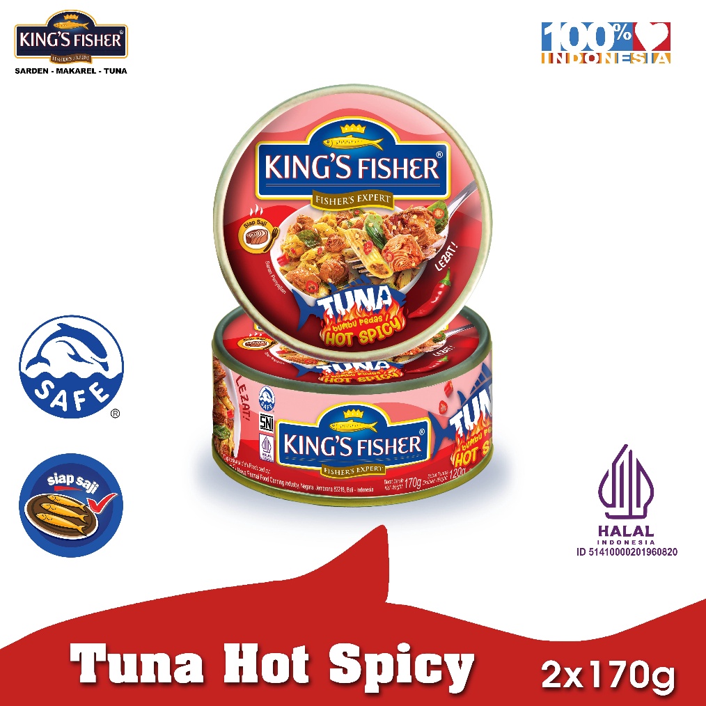 

BISA COD Kings Fisher Paket 2 Pcs Tuna Canned Hot Spicy Daging Tuna Makanan Kaleng 17 gr