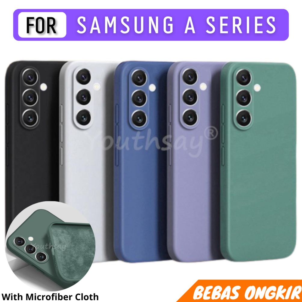 Case Samsung Galaxy A14 A24 A34 A54 A74 5G A5s A15 5G A25 A35 A55 Liquid Silicone Mircrofiber Casing ART E8X6