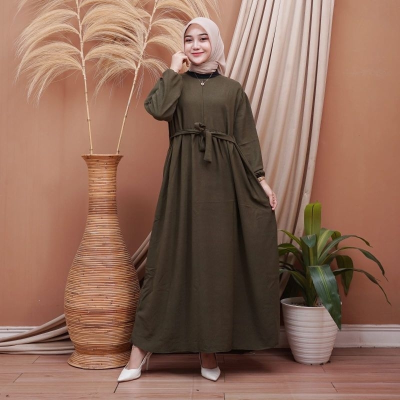 GAMIS BASIC / Dress Crinkle polos. Dress Crinkle airflow premium Gamis Bavina midi dress
