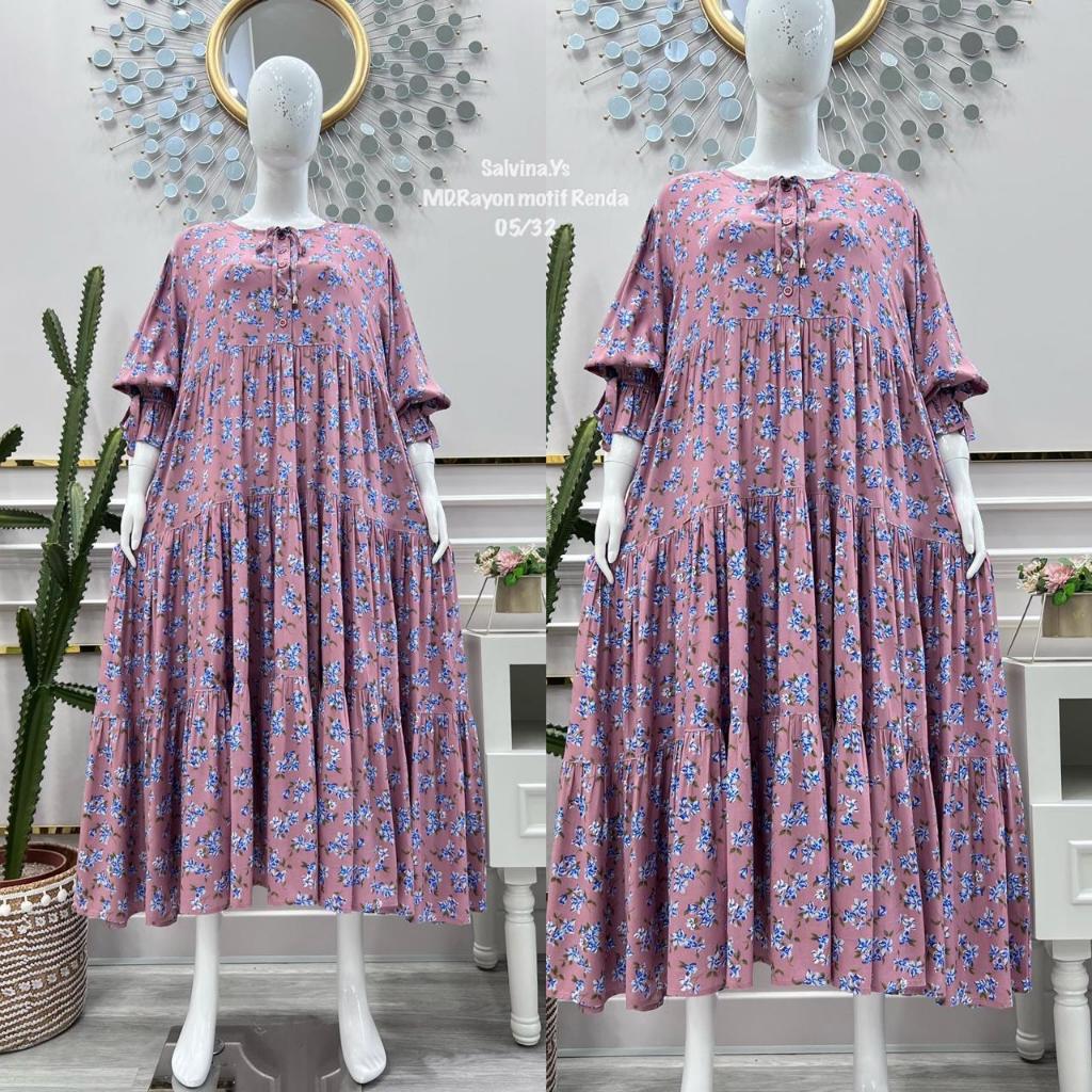 Gamis salvina midi motif renda jumbo