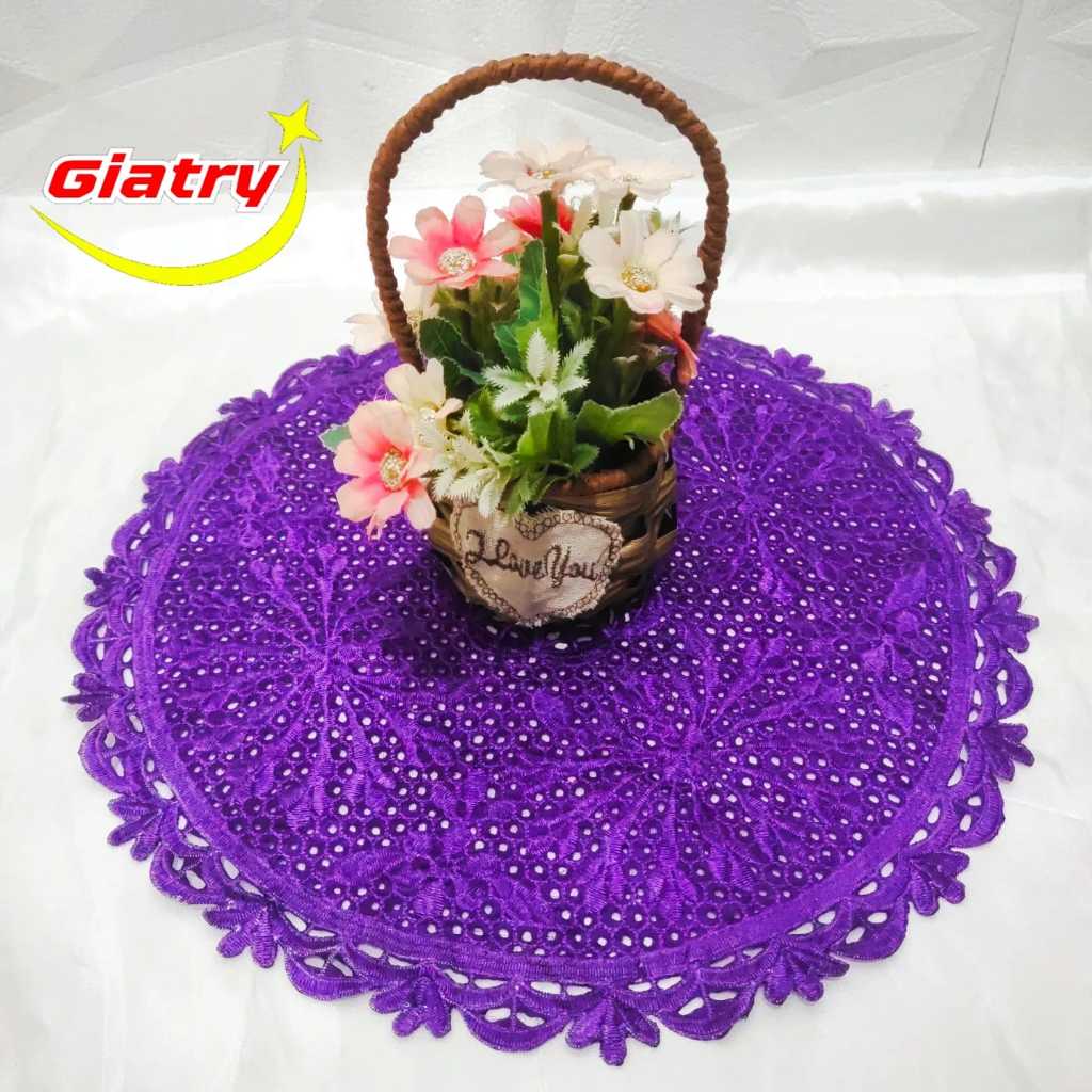 RB Taplak meja tamu bulat kecil bordir/taplak meja sudut/taplak vas bunga/taplak meja rias size 40