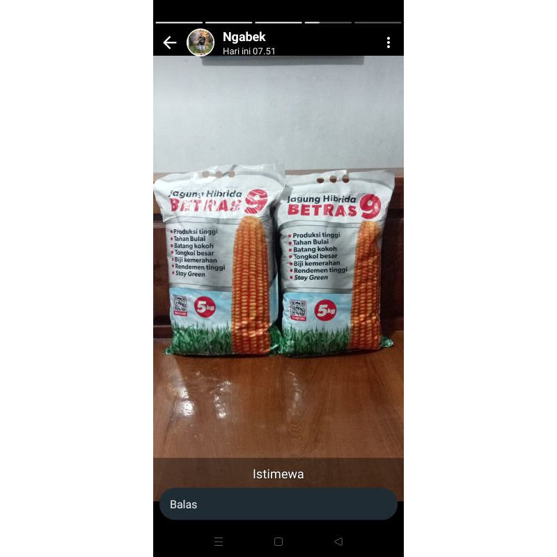 Bibit jagung hibrida Betras 9 kemasan 5kg