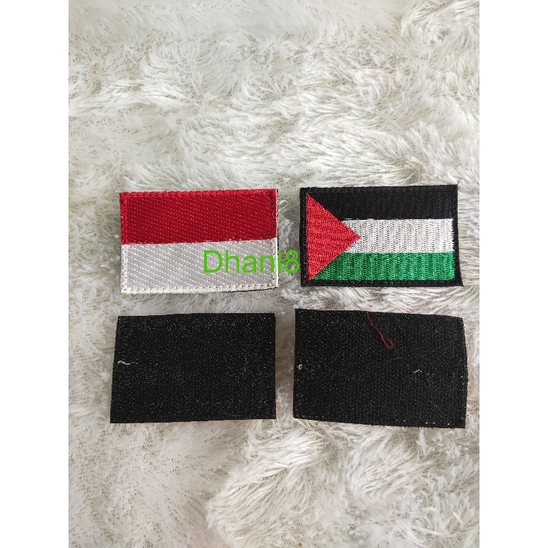 LOGO PATCH INDONESIA DAN PALESTINA BORDIR VELCRO