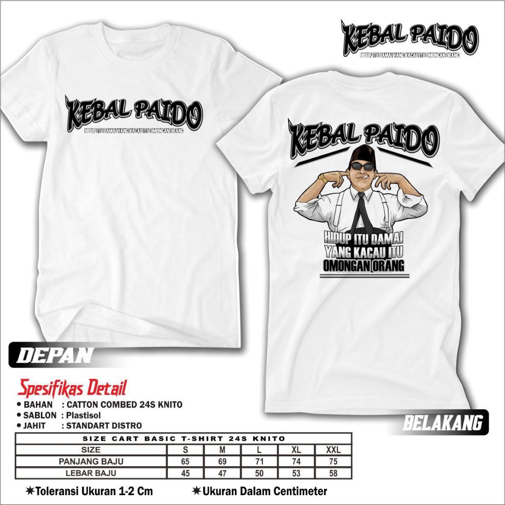 KAOS KEBAL PAIDO / KEBAL PAIDO / Cotton Combed 24s