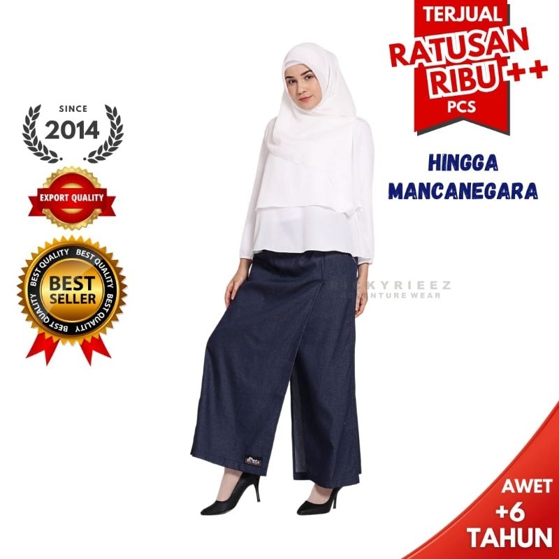 ROK CELANA WANITA MUSLIMAH JEANS DENIM HANGOUT TRENDY CASUAL