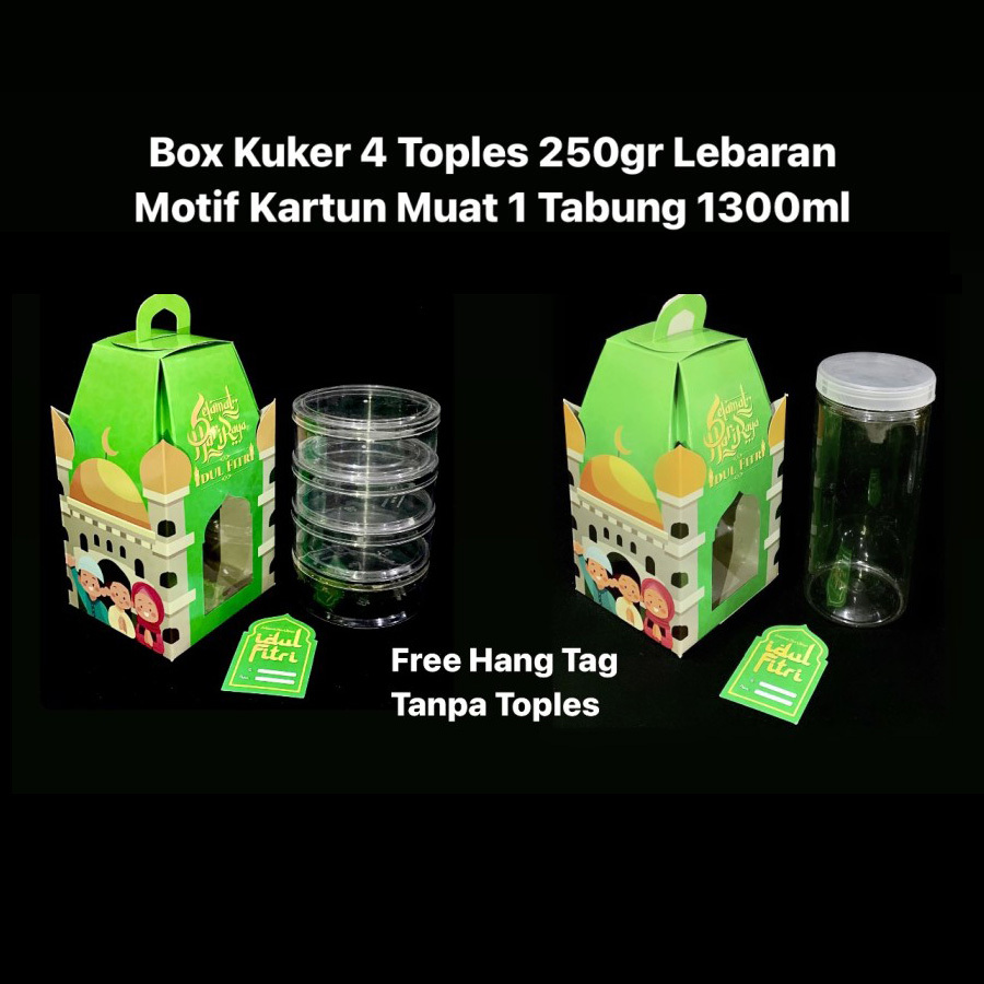 

(10 pcs) dus toples kue kering 250gr isi 4 box toples tabung 1300ml isi 1 kardus hantaran lebaran idul fitri eid mubarak ukuran 12.5x12.5x22.5cm