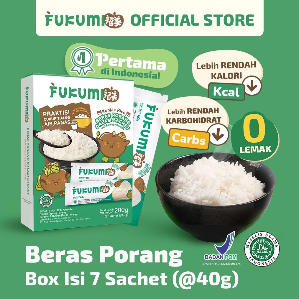 

1212 Promo Brand FUKUMI BERAS PORANG BOX SACHET Fukumi Shirataki Beras Konjac Rice Diet isi 7 sachet x 4gr