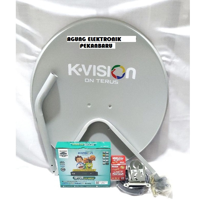Parabola Kvision 60 cm Full set paket receiver optus - parabola full set lengkap 60cm
