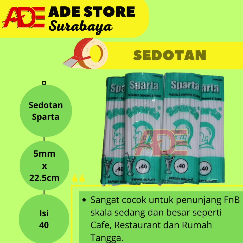 Sedotan Plastik Bengkok/Sedotan Putih Sparta isi 40 pcs