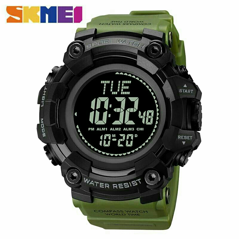 JAM TANGAN PRIA SKMEI ORIGINAL 2037 COMPAS TACTICAL WATCH WATERRESIST BISA DIPAKAI BERENANG