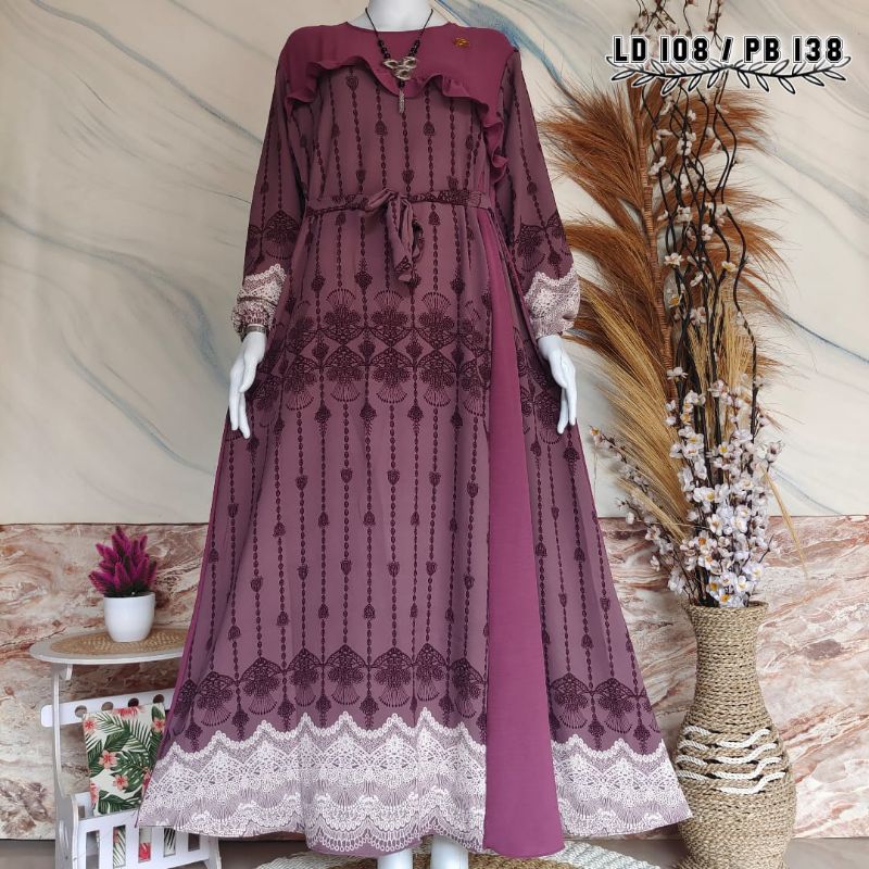 Gamis Crincle Rumbai / Gamis Lebaran Kekinian / Gamis Crinkle Airflow Rumbai