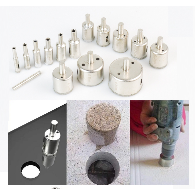 Hole Saw Kaca Keramik Granit Diamond Coated Set Mata Bor Pelubang Kaca