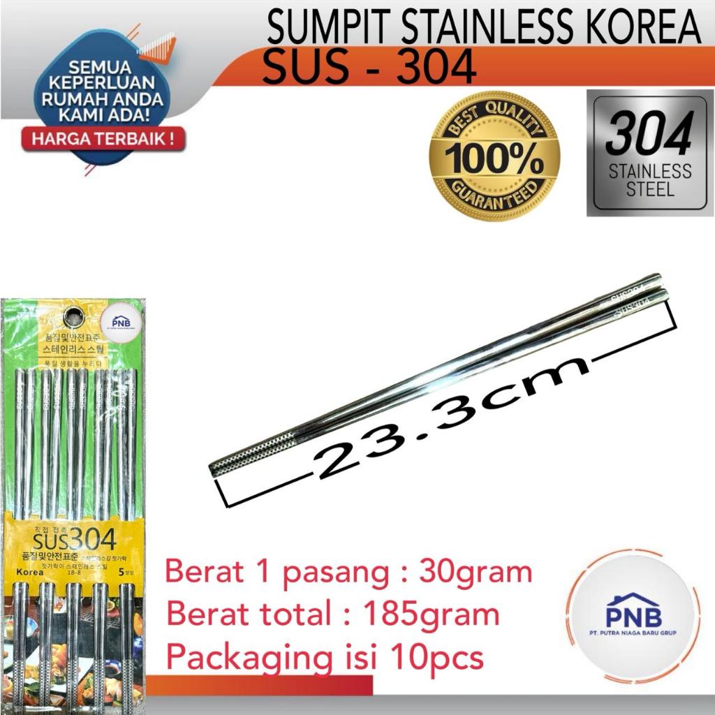 Sumpit Stainless Steel Korea Sus 304 Best Quality Original Anti Karat