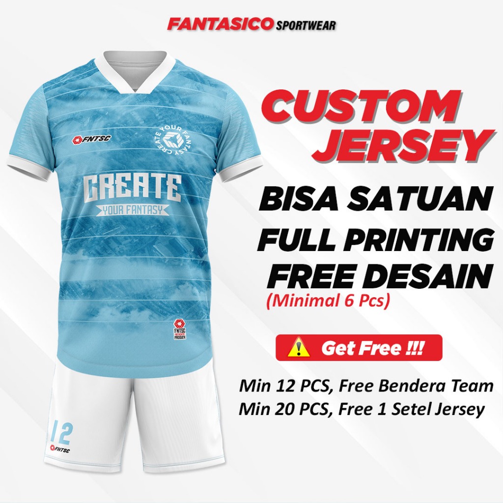 Fantasico Jersey Futsal Custom Jersey Jersy Kaos Baju Stelan Setelan Futsal Volly Voli Olahraga Gami