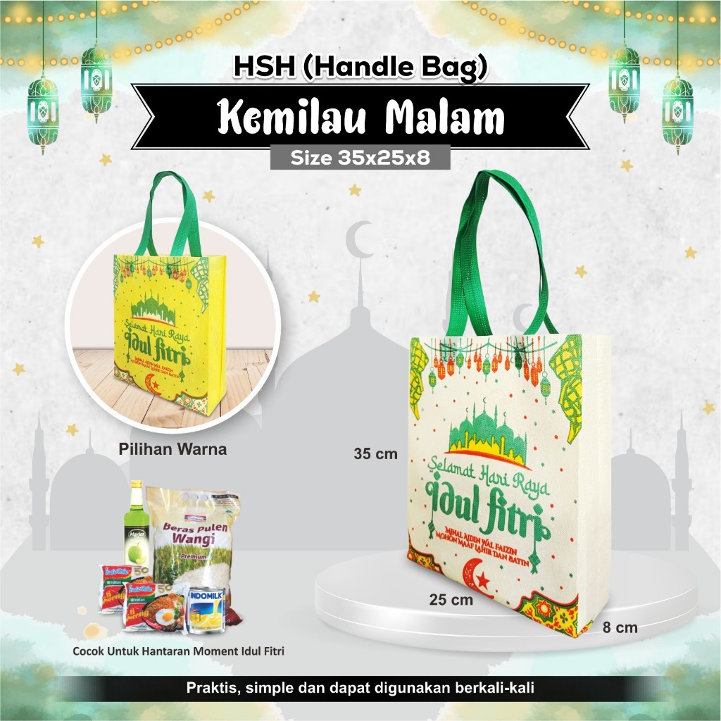 

Tas Spunbond Lebaran Idul Fitri Goodie Bag Idul Fitri Lebaran Tas Hampers Hari Raya Idul Fitri Lebaran 35x25x08