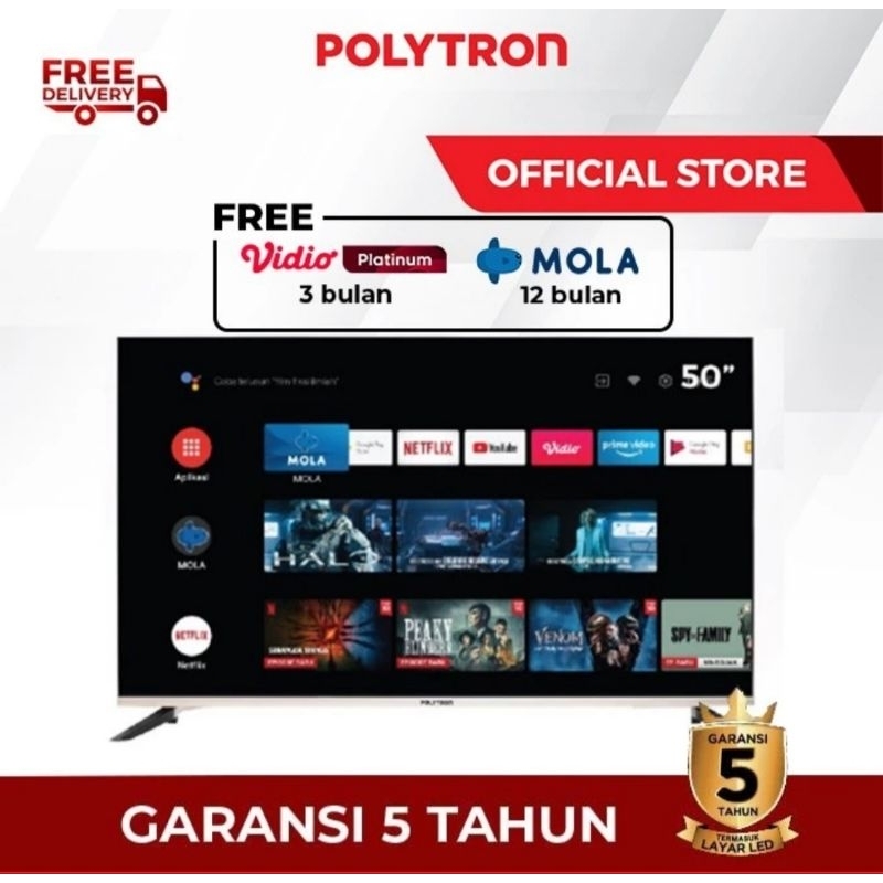POLYTRON PLD 50UG9959 LED TV 50 inch Smart Android Digital 4K UHD TV
