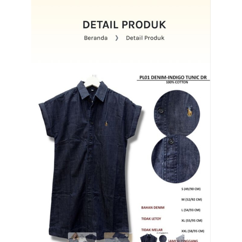 Dress Denim Tunik Lengan Pendek