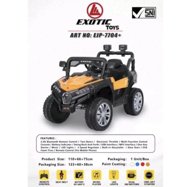 EXOTIC MOBIL AKI BAN KARET Rechargeable EJP 7704+ / Mobil Anak Exotic EJP 7704+