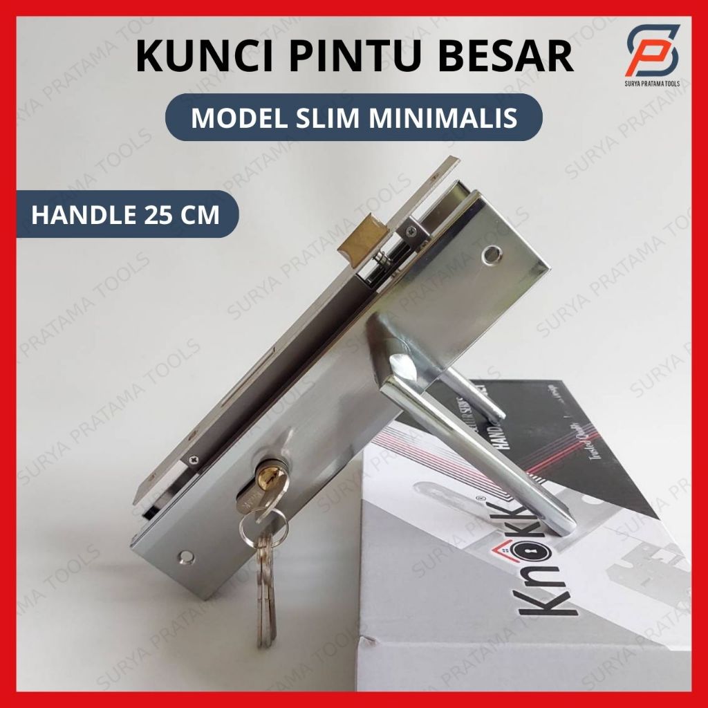Kunci Pintu Besar Set 25 cm Slim Minimalis / Handle Gagang Pintu Rumah Tipe 061 Knokk