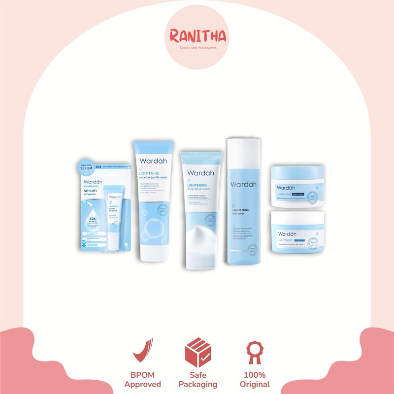 WARDAH LIGHTENING SERIES SEPAKET - FACIAL WASH - DAY CREAM - NIGHG CREAM - TONER