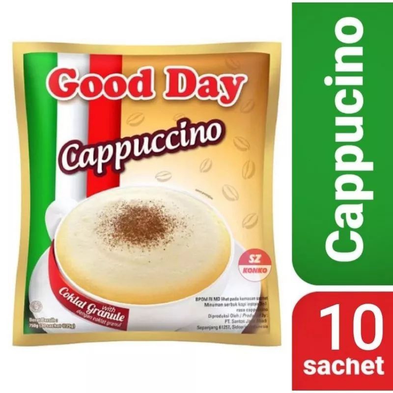 

Good Day Cappuccino 1 Renteng isi 10 pcs/bungkus