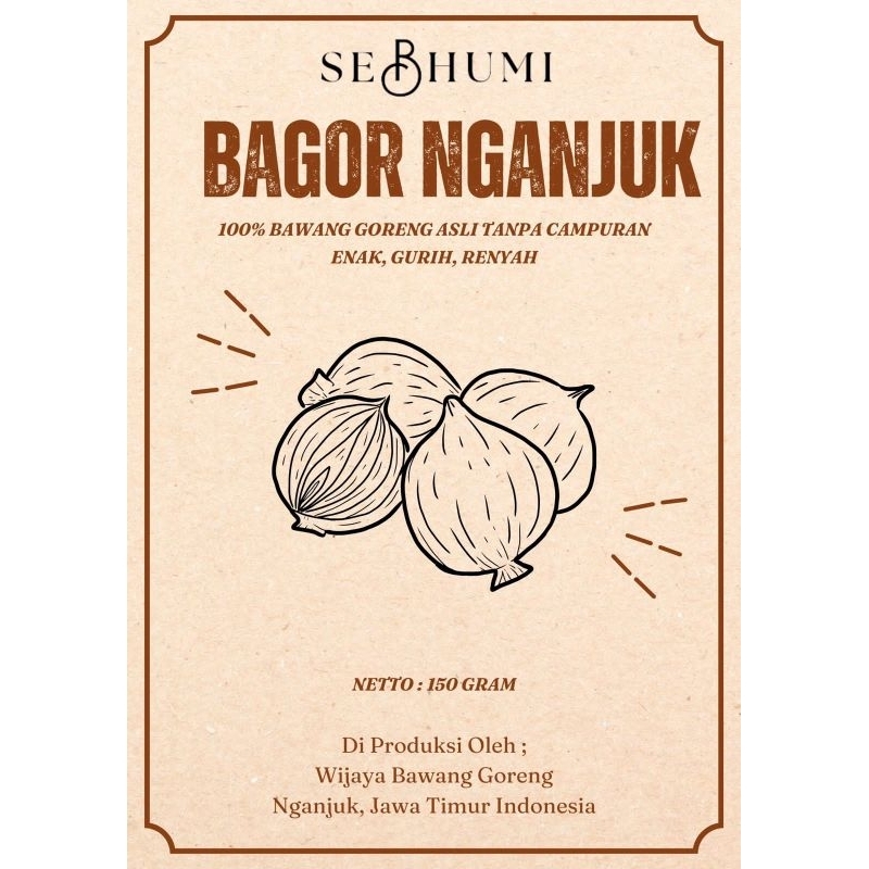 

BAGOR Bawang Goreng Premium Nganjuk 150 gr Pouch Tanpa Campuran