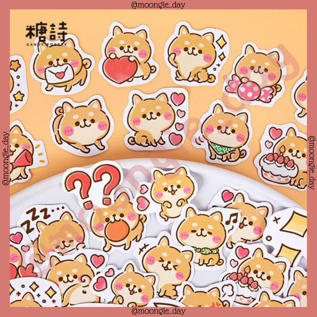 

40-46 PCS/BOX STIKER KERTAS TEMA LOVELY DOG ANJING COKLAT SHIBA INU LUCU MURAH DIY DIARY BULLET JURNAL JOURNAL SCRAPBOOK POLAROID DECO POCA