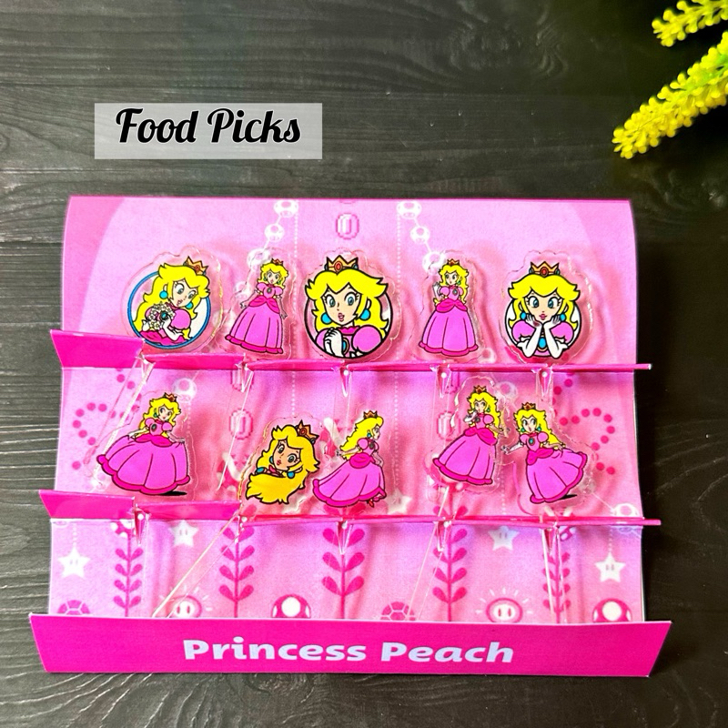 Princess Peach Food Picks Tusukan Bento Hiasan Kotak Bekal Sekolah Anak