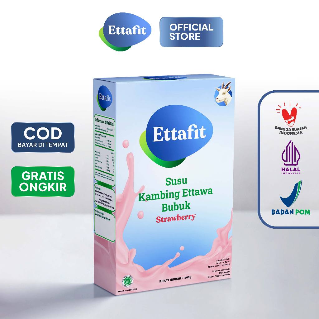 

Ettafit - Susu Kambing Etawa Bubuk Rasa Varian Strawberry Stroberi 200 gram Organik Original Asli