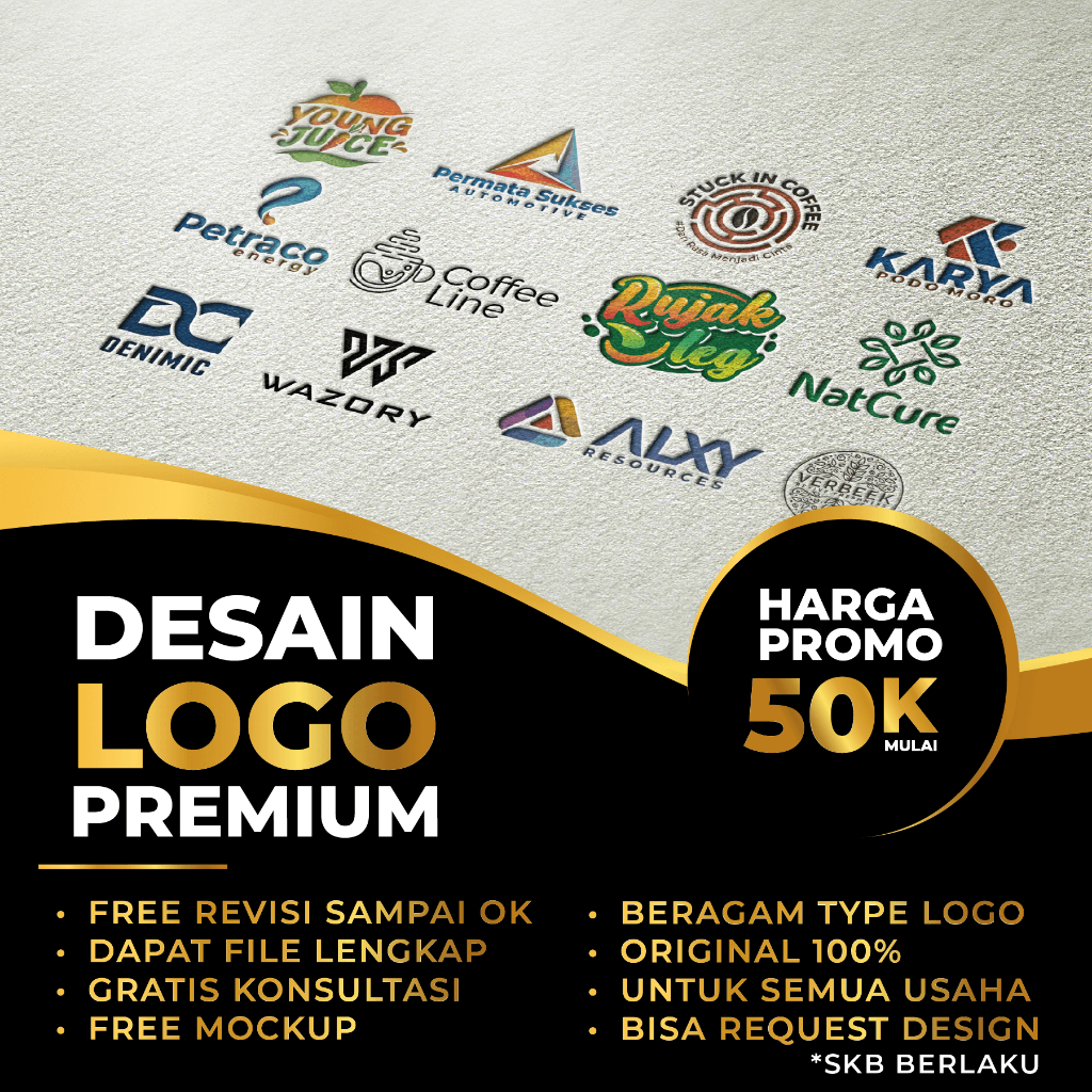 Desain Logo Premium - Desain Logo Perusahaan - Desain Logo UMKM - Kuliner - Perdagangan - BEBAS REVI