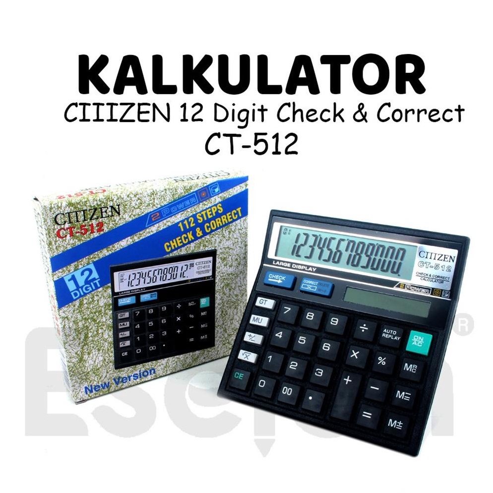

Terkini Kalkulator CIIIZEN 12DIGIT Kalkulator CT512 CHECKCORRECT N45