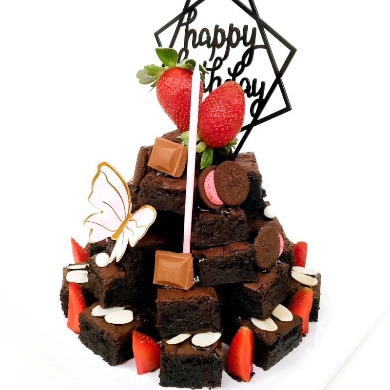 𝗦𝗘𝗦𝗧𝗥𝗔 𝗕𝗜𝗧𝗘𝗦 – FUDGY BROWNIES TOWER | BROWNIES PANGGANG KUE ULANG TAHUN BIRTHDAY CAKE