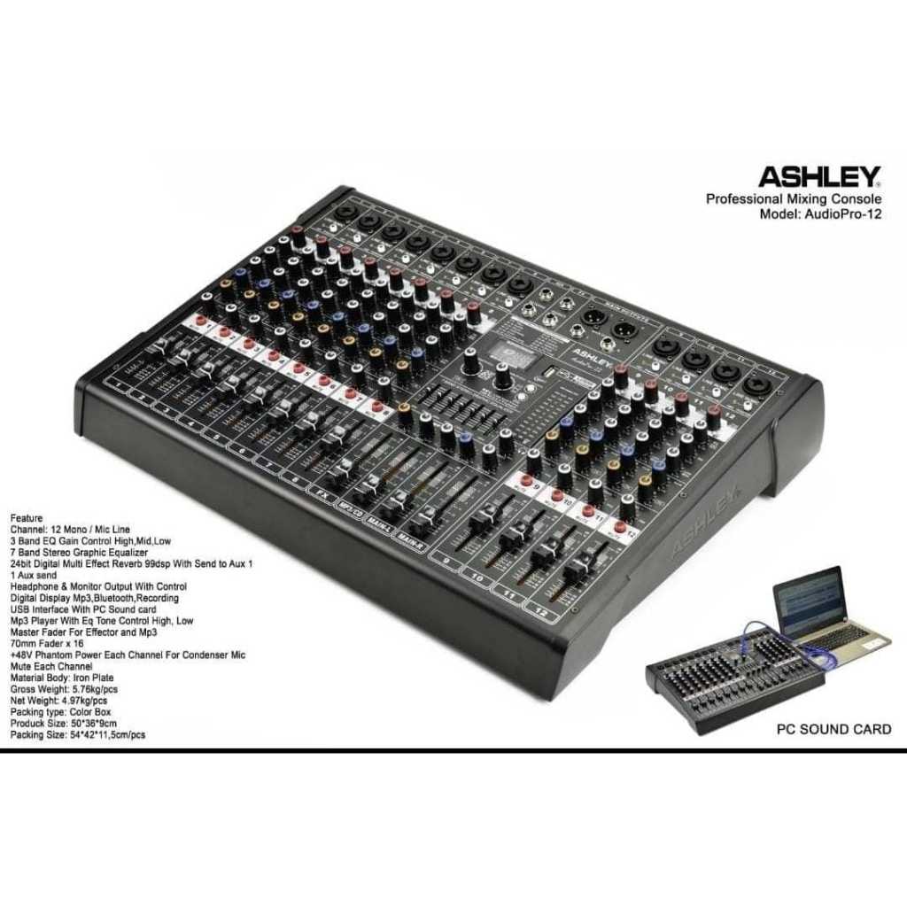 Mixer ASHLEY Audio Pro 12 channel Selection AudioPro-12 Recording ORIGINAL TERBAIK
