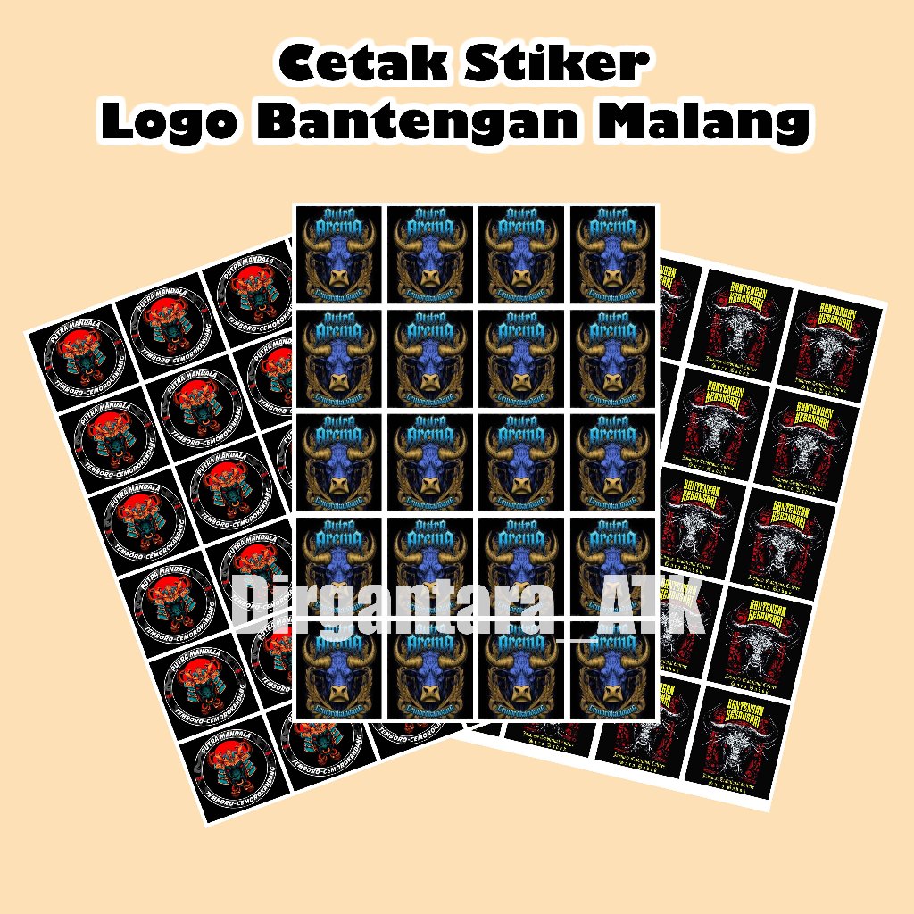 

Murah !! Stiker Banteng Malangan Isi 24 Stiker Stiker Logo Bantengan