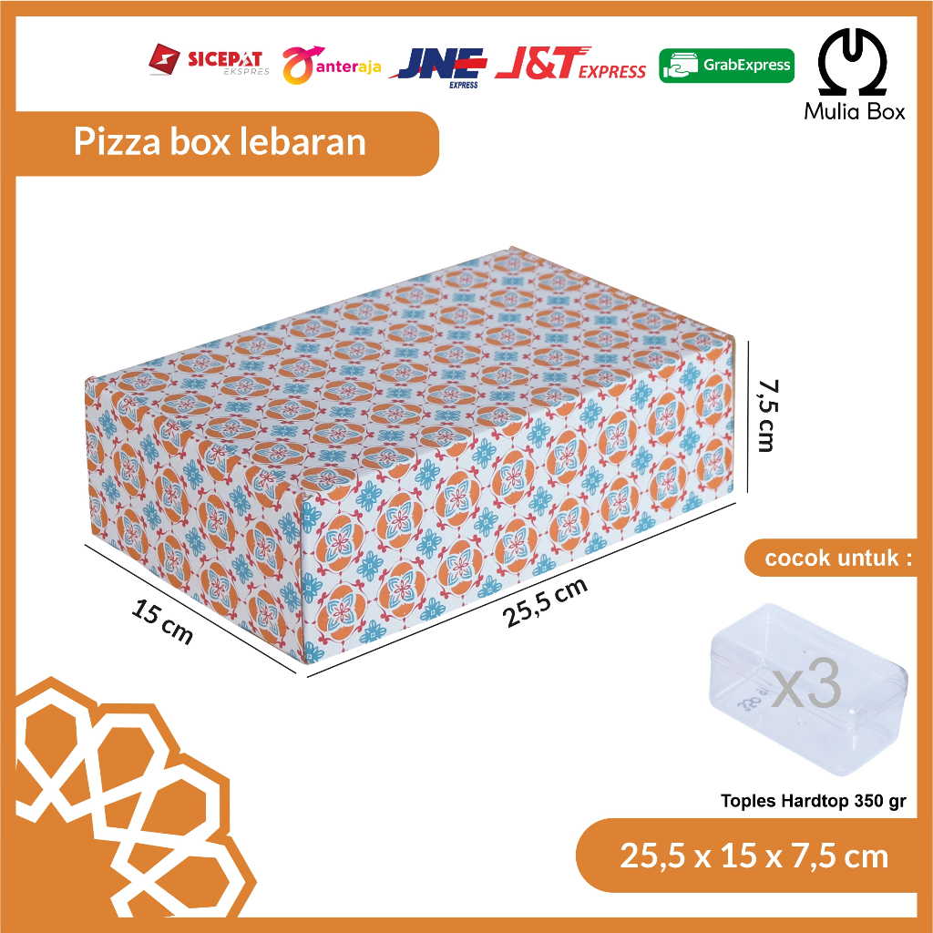 

Kardus Lebaran Idul Fitri Pizza Box 25,5 x 15 x 7,5 cm Mosque Mosaic (ISI 5PCS) / Dus Parcel Hampers Toples Kue Kering Kado Bingkisan Corrugated Box