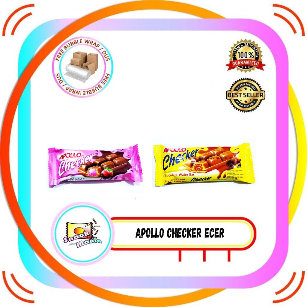 Apollo Checker Wafer Chocolate - Strawberry ~ 18 gr Pc Biskuit Coklat