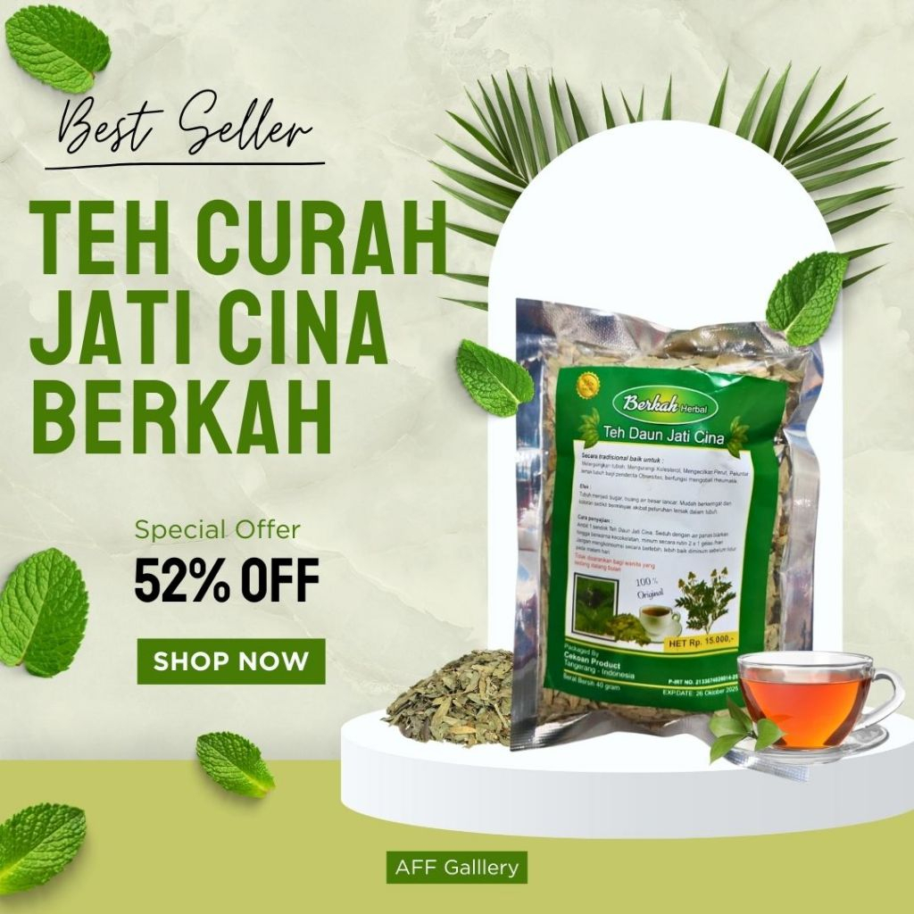 

Teh Curah Daun Jati Cina Berkah Herbal 40 gr | Teh Pelangsing