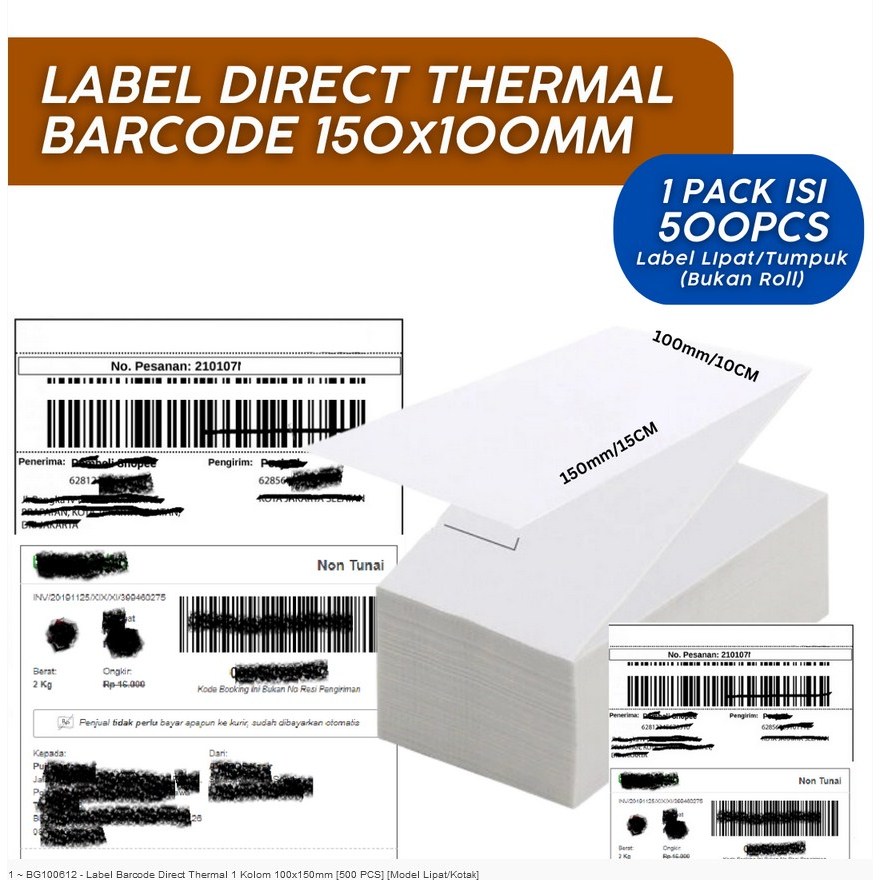 

Label Barcode Direct Thermal 1 Kolom 100x150mm [500 PCS] [Model Lipat/Kotak]