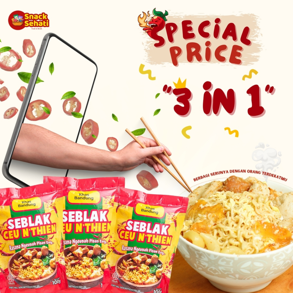 

Seblak Bandung Instan Ceu Nthien 3 IN 1 Paket Hemat