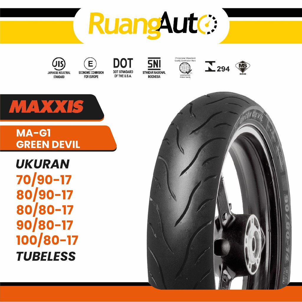 BAN MOTOR MAXXIS MAG1 MA-G1 GREEN DEVIL RING 17 UKURAN | 70/90 | 80/90 | 80/80 | 90/80 | 100/80 |