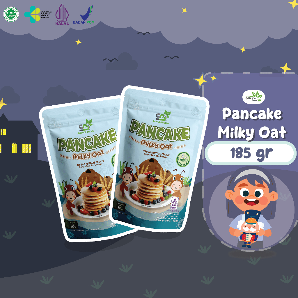 

SANFOOD BRILIAN Pancake Milky Oat 185gr Pancake dengan Gandum Utuh dan Susu Lezat Enak dan Bergizi