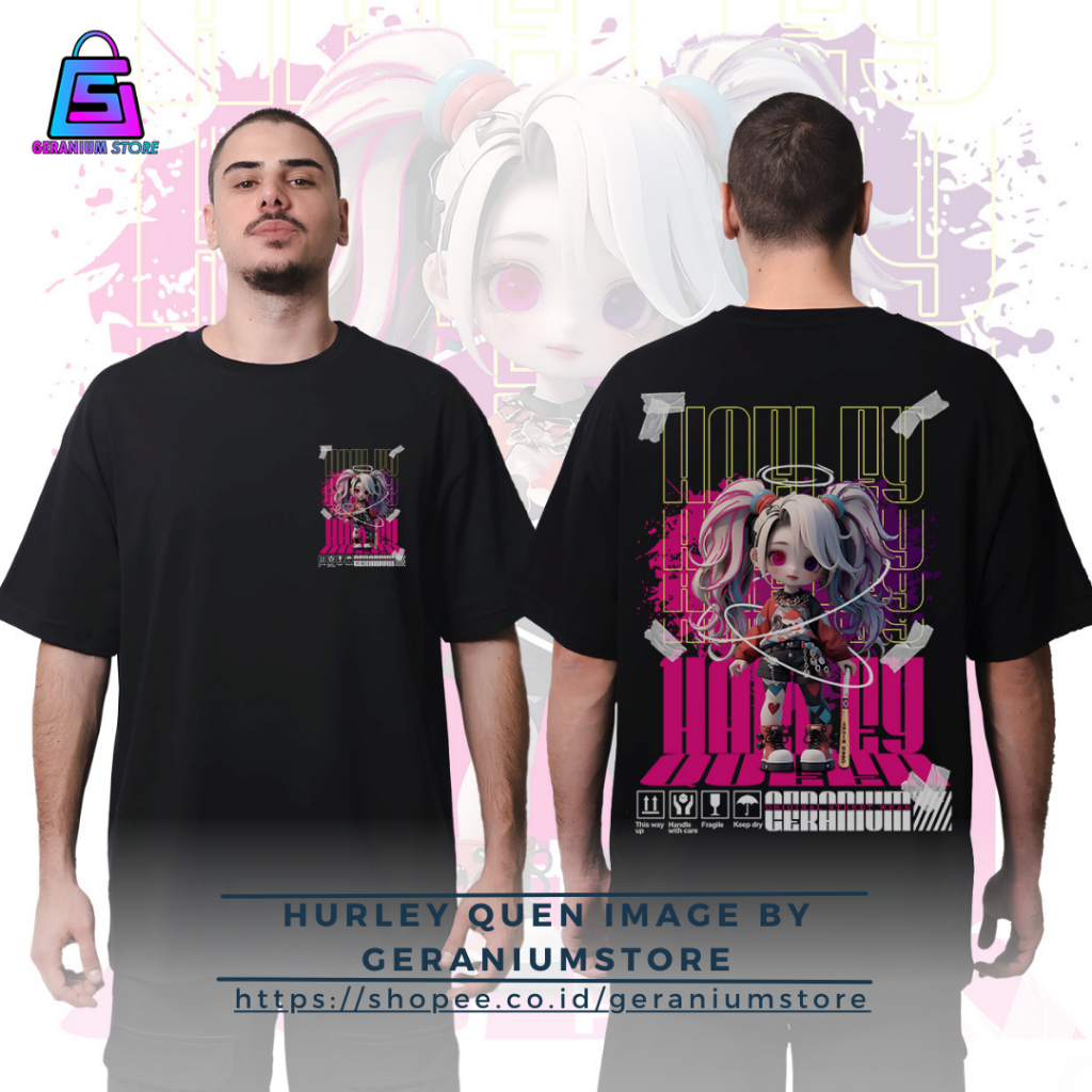 Baju Hurley quen t shirt kaos Distro pria wanita keren tshirt cotton combad motif hitam unisex origi